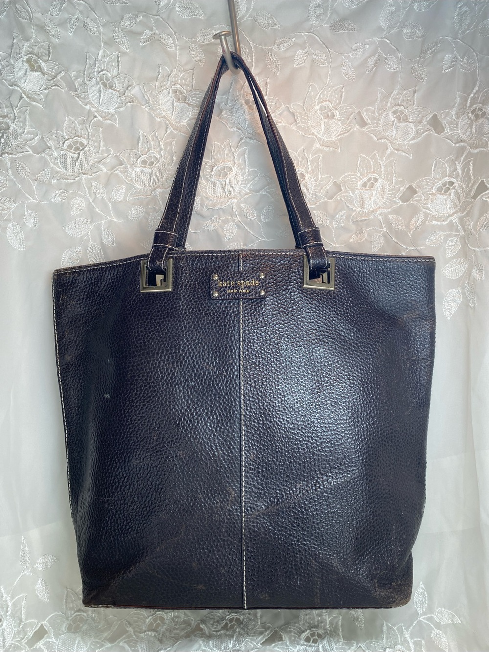 kate spade brown pebbled leather tote